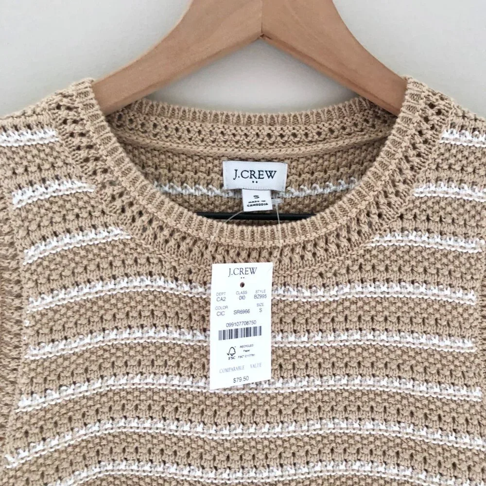 NWT J.Crew Factory Striped Crochet Sweater-tank - Picture 2 of 5